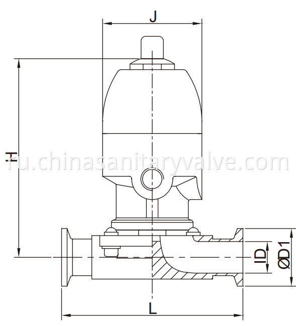 Aseptic diaphragm valve SS pneumatic clamp.